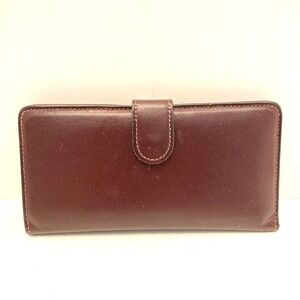 Bosca Full‎ Grain Leather Wallet Burgundy Bifiold Snap Close Credit Card Slots